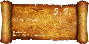 Sixt Irma névjegykártya